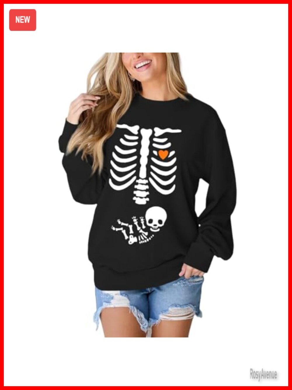 Maternity Halloween Skeleton Sweatshirt Crewneck Pullover Pregnancy Announcement